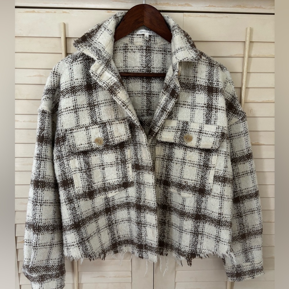 Plaid Women's Jacket - Brown and Cream